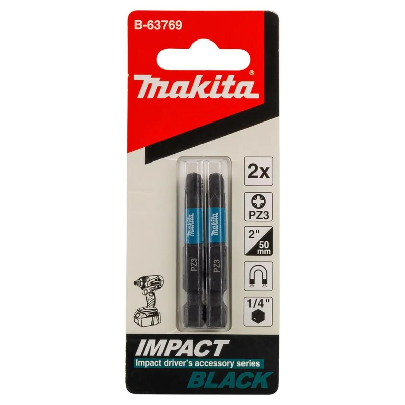 Punta Pozi Impact Black Pz 3 (1/4"X50Mm) Blister B-63769 Makita