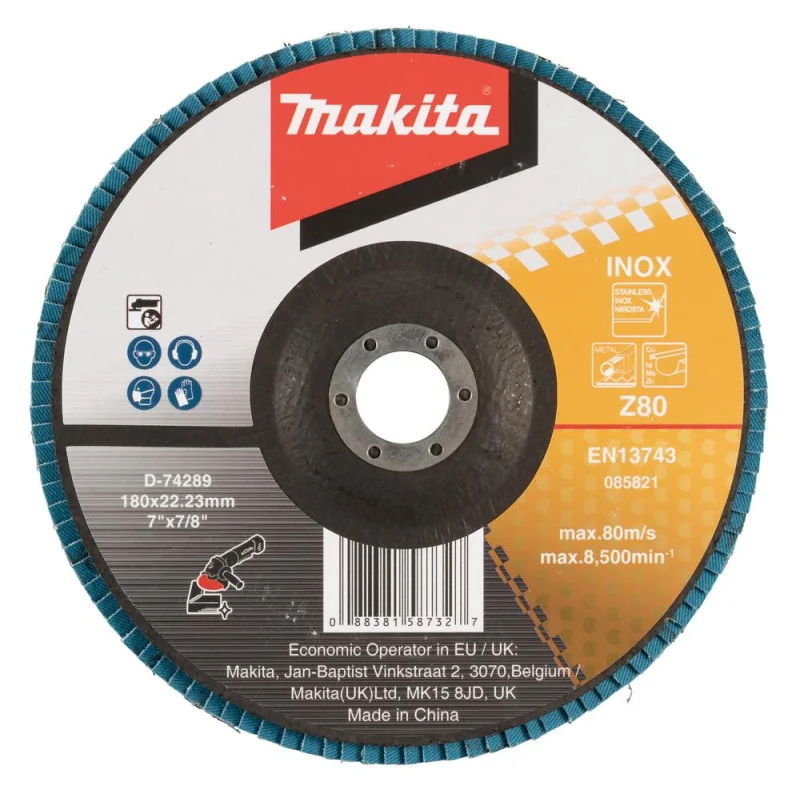 Disco Traslapado 7" (180 X 22) Gr 80 Zircon Metal D-74289 Makita