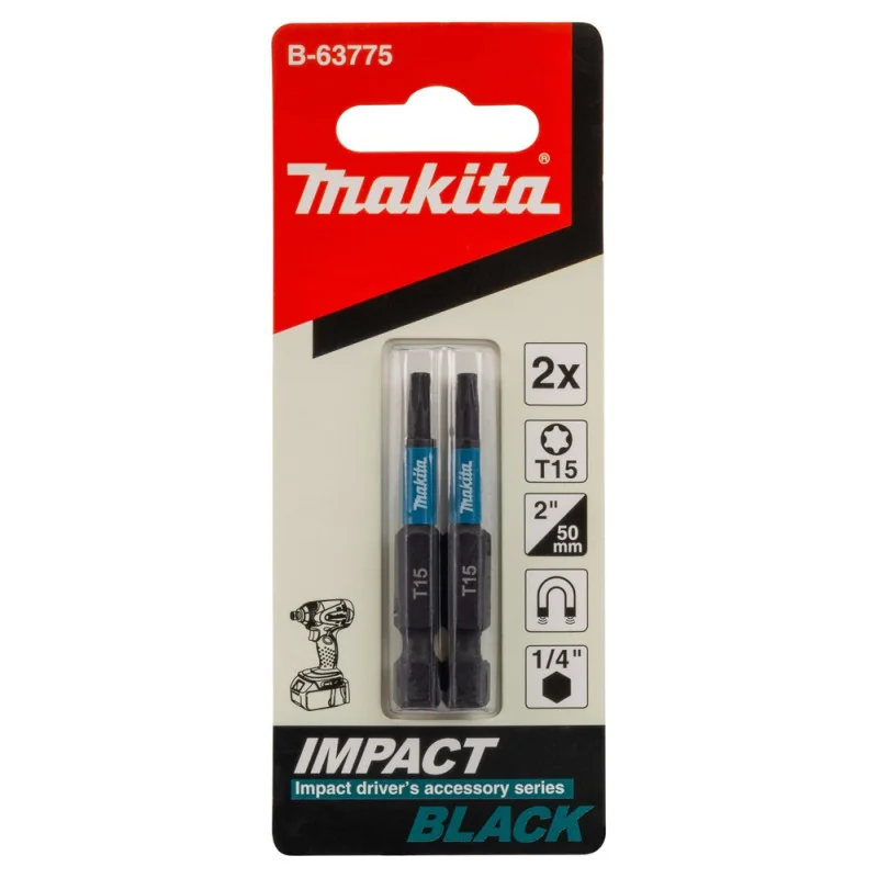 Punta Torx Impact Black T 15 (1/4"X50Mm) Blister 2 B-63775 Makita