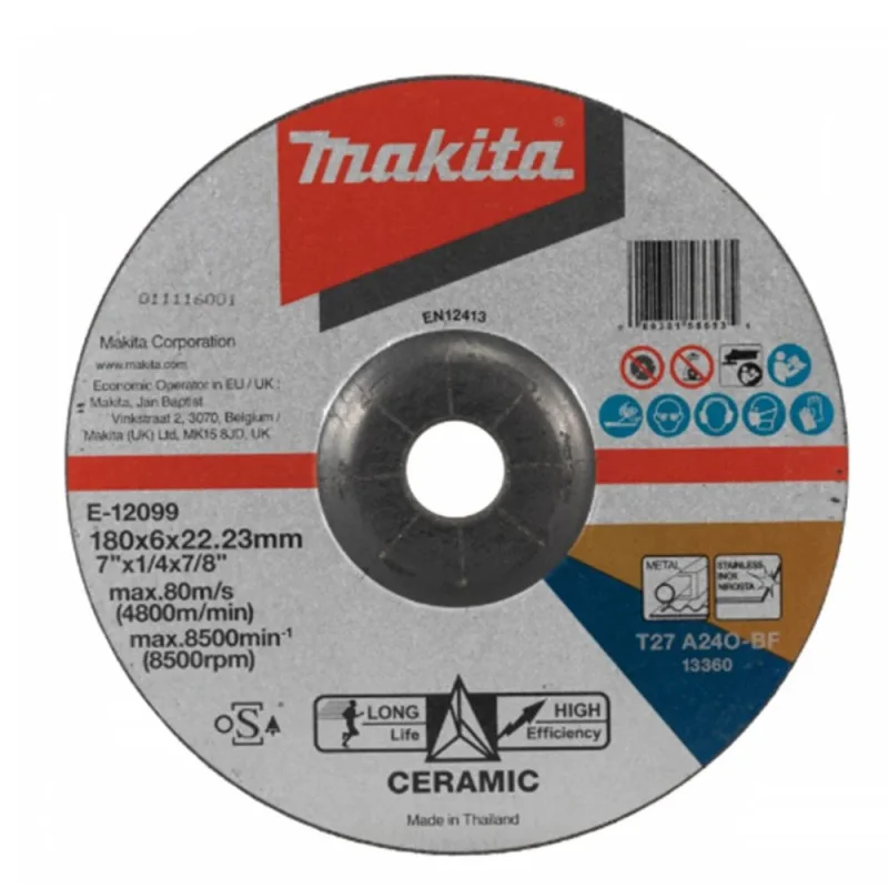 Disco Desbaste Ceramica 7" (180 X3 X 22.23) A24O E-12099 Makita