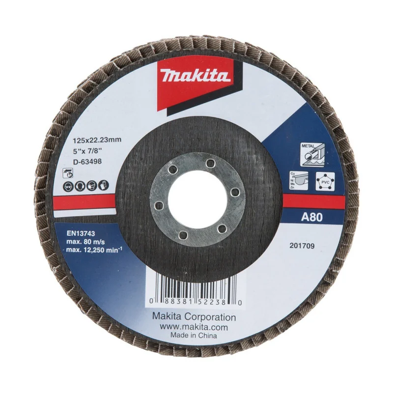 Disco Traslapado 5" (125 X 22) Gr 80 Ox.Alum Meta D-63498 Makita