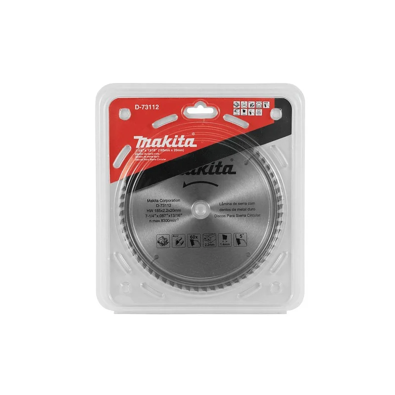 Disco Sierra 7-1/4" (185 X 20Mm X 60Dte) Buje 15.8 D-73112 Makita