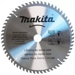 Disco Sierra 9-1/4" X 1" X 60 Dte Madera Con Bujes 2 D-51384 Makita