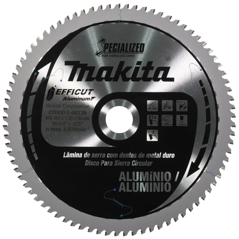 Disco Sierra 10-1/4" (260 X 30Mm X 81Dte) Buje 25. E-06339 Makita