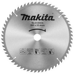Disco Sierra 10-1/4" (260 X 25.4Mm X 80Dte) Para Made D-65436 Makita