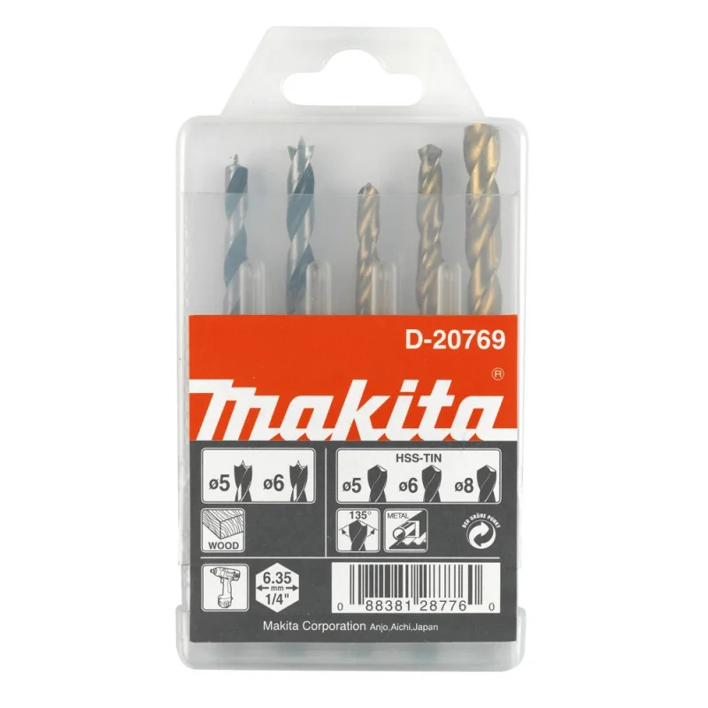 Set Brocas Metal-Madera (Hex 1/4") Estuche 5Pz D-20769 Makita