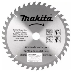 Disco Sierra 9-1/4" X 1" X 40 Dte Madera Con Bujes 2 D-51378 Makita