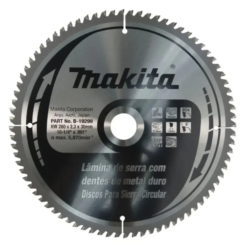 Disco Sierra 10-1/4" (260 X 30Mm X 80Dte) Madera B-19299 Makita