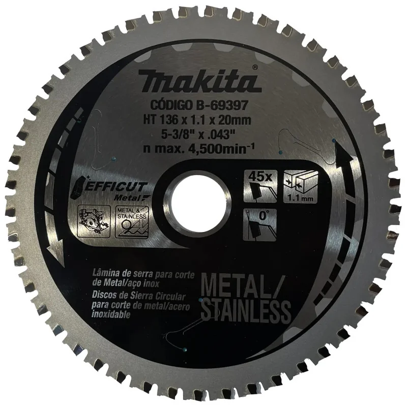 Disco Sierra 5-3/8" (136Mm X 45Dte) Metal Efficut B-69397 Makita