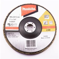 DISCO TRASLAPADO 7" (180 X 22) GR 40 ZIRCON METAL/ D-53827 MAKITA